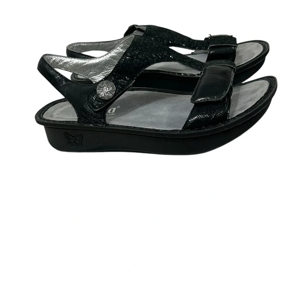 ALEGRIA Kendra Black Shimmer T-Strap KEN-765 Sandals Womens - Picture 14 of 14